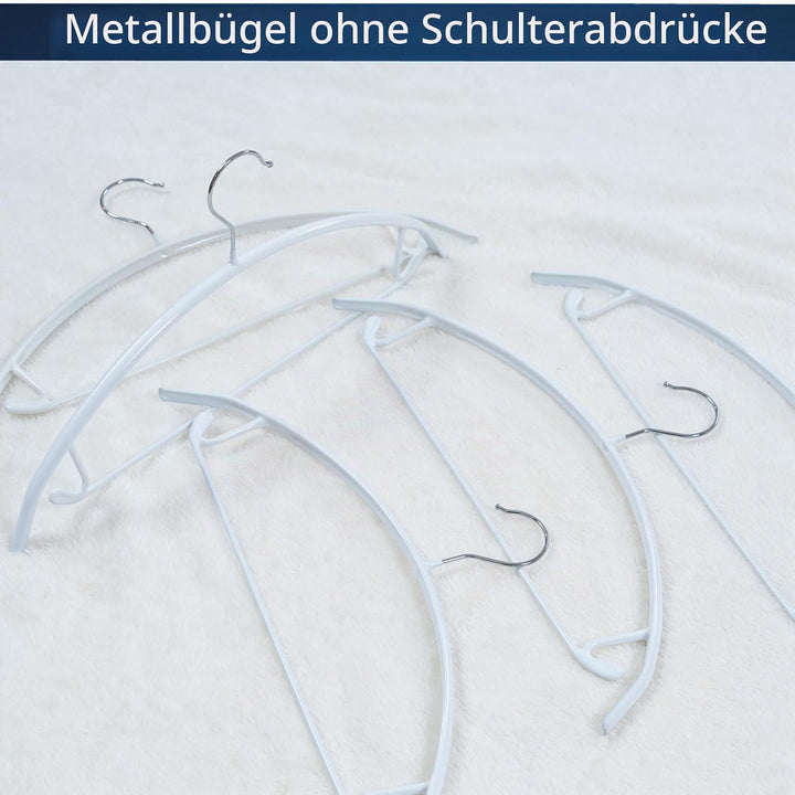Kleiderbügel aus Metall, 20 Stück, weiss, 42 cm, Anti-Rutsch-Gummibeschichtung verhindert Schulterbe