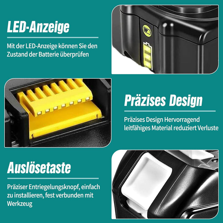2X Akku 18V 5.5Ah Li-Ion Ersatzakku für Makita 18V, Kompatibel mit Allen Makita 18V Akku-Werkzeugen