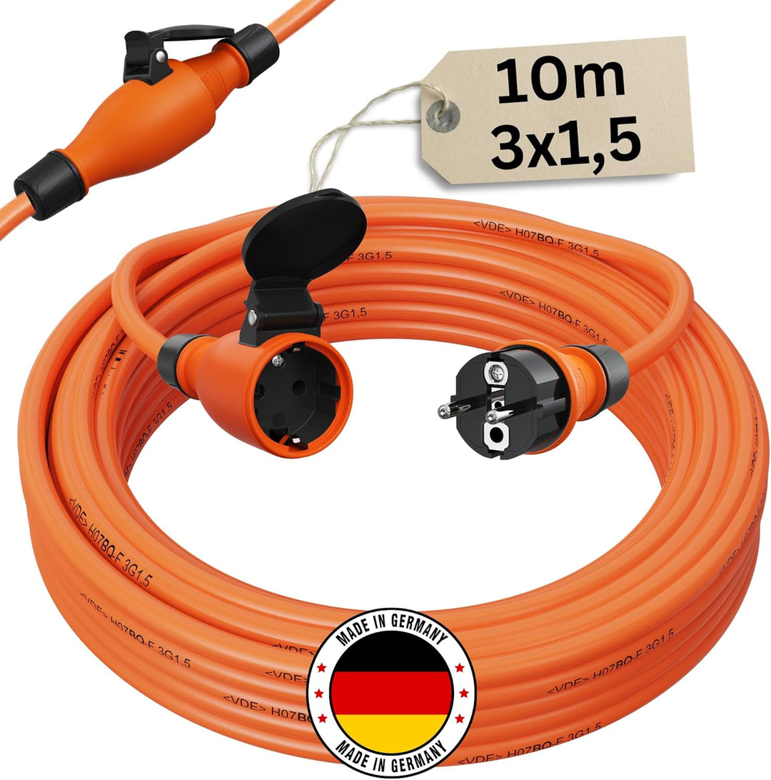netbote24 Schutzkontakt Pur-Verlängerungskabel H07BQ-F 3x1,5 bis 3x2,5 mm² IP44 Aussenbereich Bauste