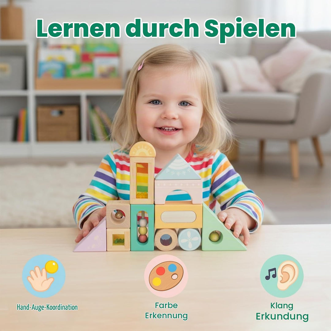 12 Stück Regenbogen Sound Komponenten Kinder Baby Stimme Block Spielzeug Set Bunte Bausteine Klangba