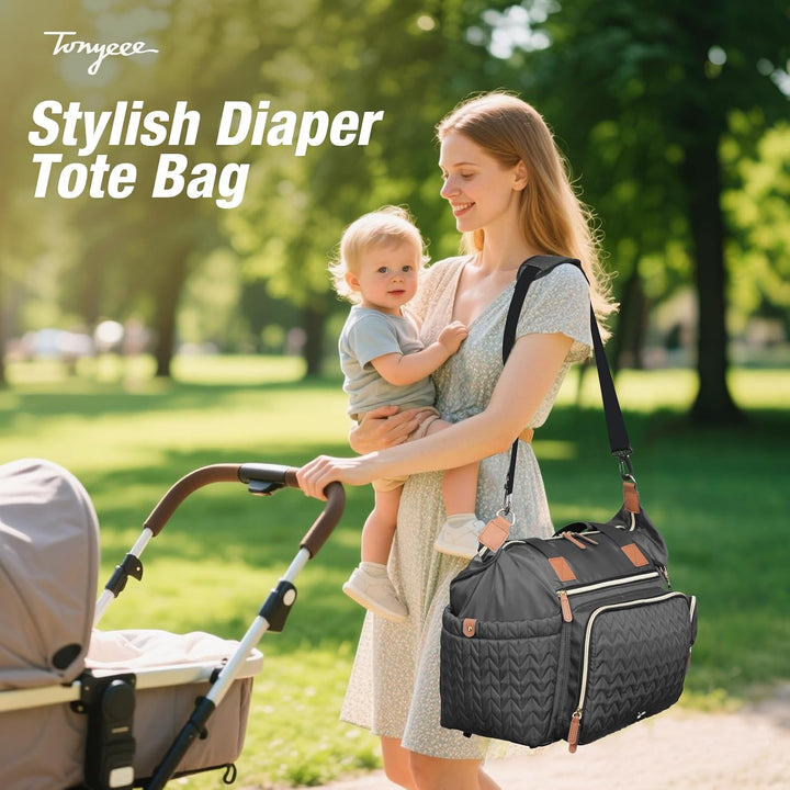 Tonyeee Wickeltasche mit Schnullertasche und Wickelunterlage, Wickelrucksack Multifunktions-Babytasc