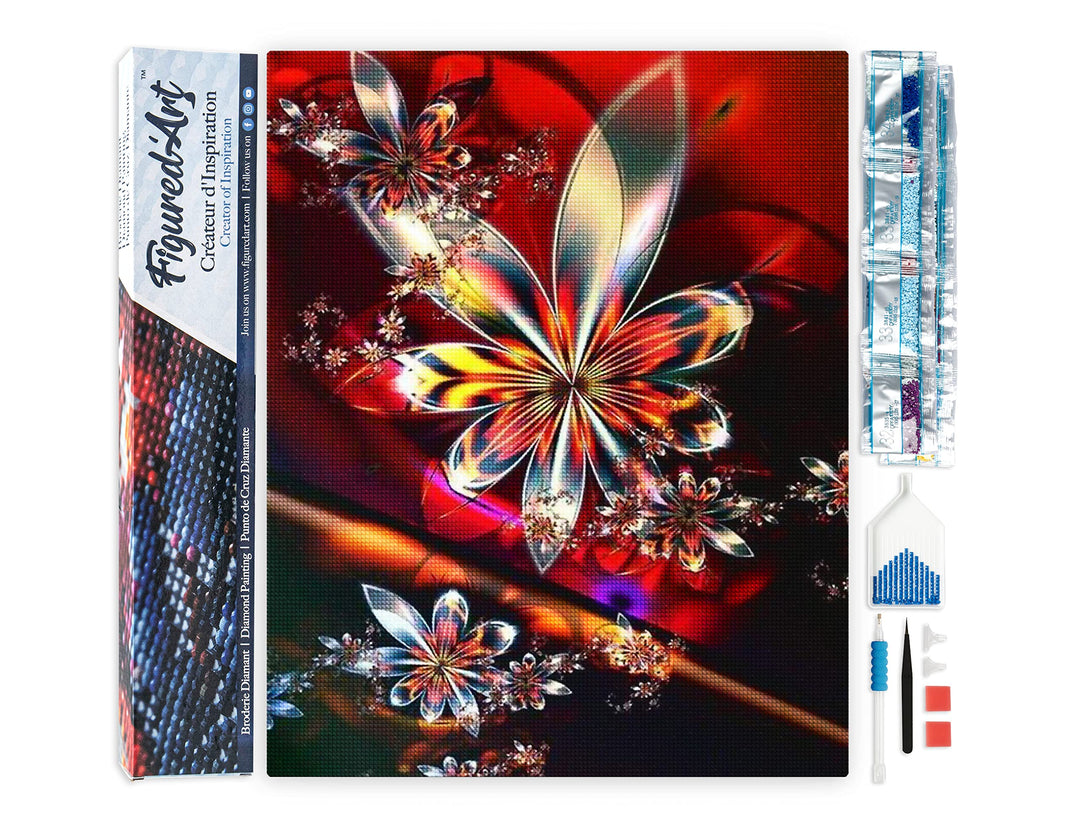 Figured'Art Diamond Painting Erwachsene 40x50cm Ganze Leinwand gerollt Glasblumen 5D Bilder Eckige S