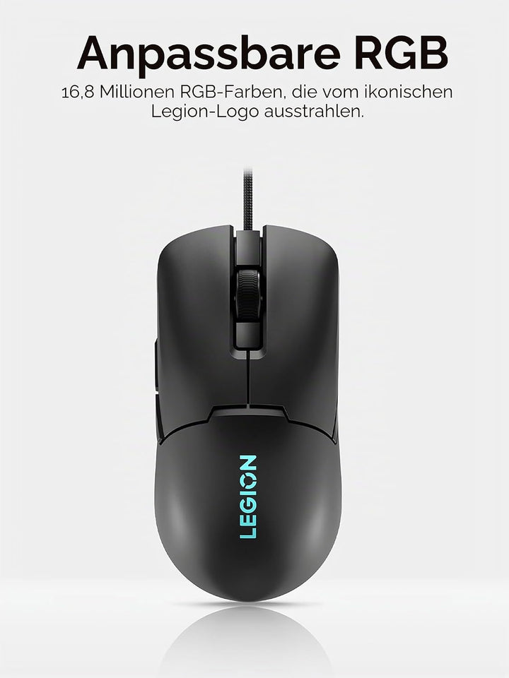 Lenovo Legion M300s RGB Gaming-Maus, bis zu 8000 DPI, 6 programmierbare Tasten, RGB 16,8 Millionen F