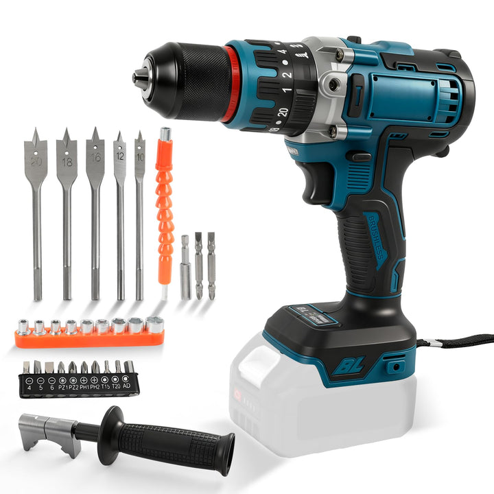 80 Nm bürstenloser Akku-Schlagbohrer, kompatibel mit Makita 18-V-Akku, 1/2-Zoll-Hammerbohrer, 2100 U