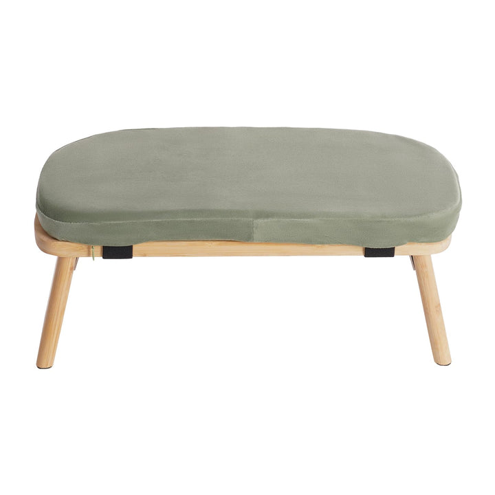 Meditationshocker, Klappbare Meditationsbank aus Bambus, 5° Neigung, Samt-Kissen, ergonomisch, faltb