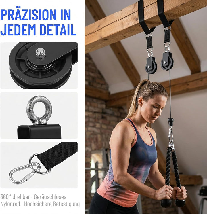 2Set Umlenkrolle für Seile 90mm, 360° Schwenkbar Seilrolle mit Silent-Lager, Schwerlast Riemenscheib