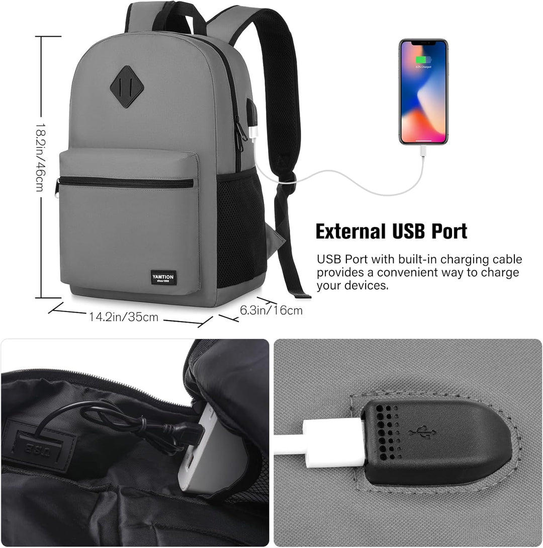 YAMTION 17,3 Zoll Rucksack Herren und Damen,Schulrucksack Jungen und Mädchen Teenager,Schulranzen Sc