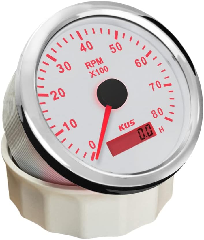 KUS Universal Drehzahlmesser Drehzahlmesser Mit Betriebsstundenzähler 8000 RPM Für Benzinmotor 85mm