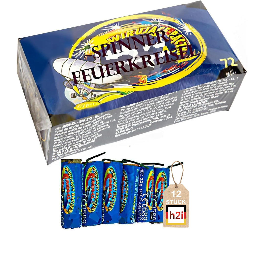 h2i Fire Spinner - Bodenwirbel | 72 Teile | Party Spass für Klein &amp; Gross I für Silvester, Halloween