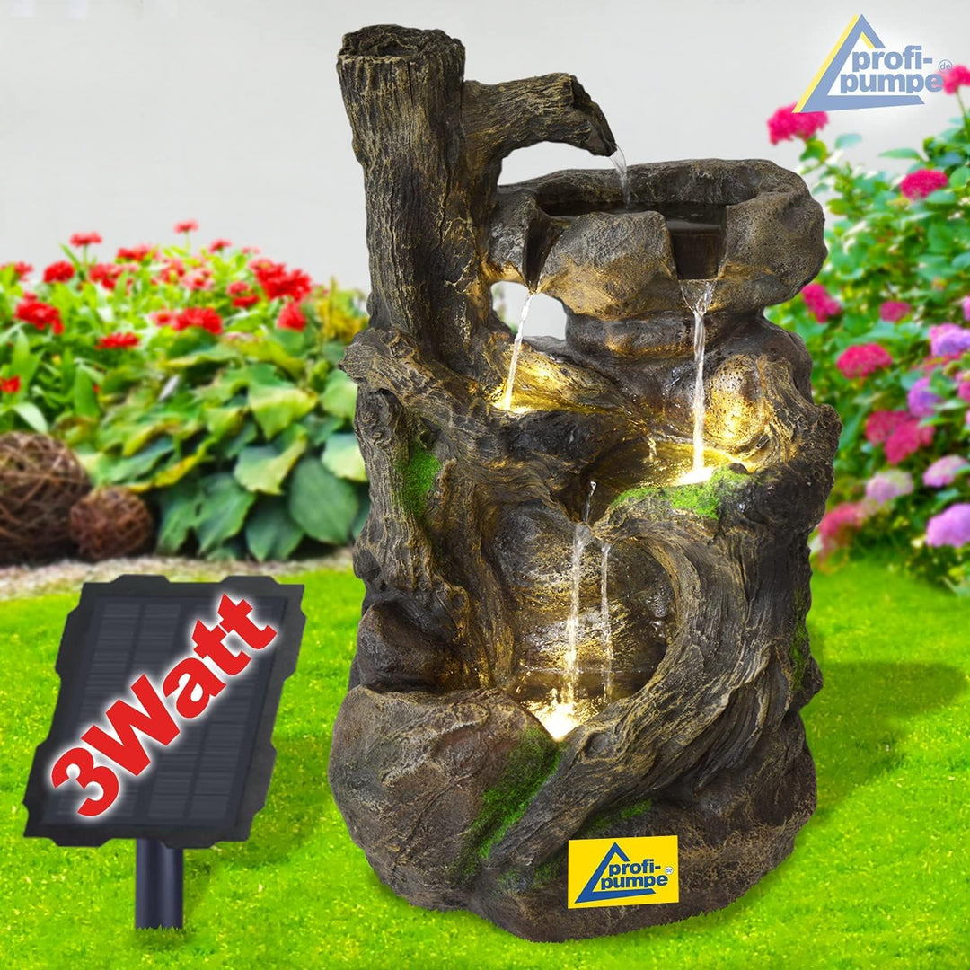 Solar Gartenbrunnen Brunnen Zierbrunnen Zimmerbrunnen Springbrunnen Brunnen mit LED-Licht und Li-Ion