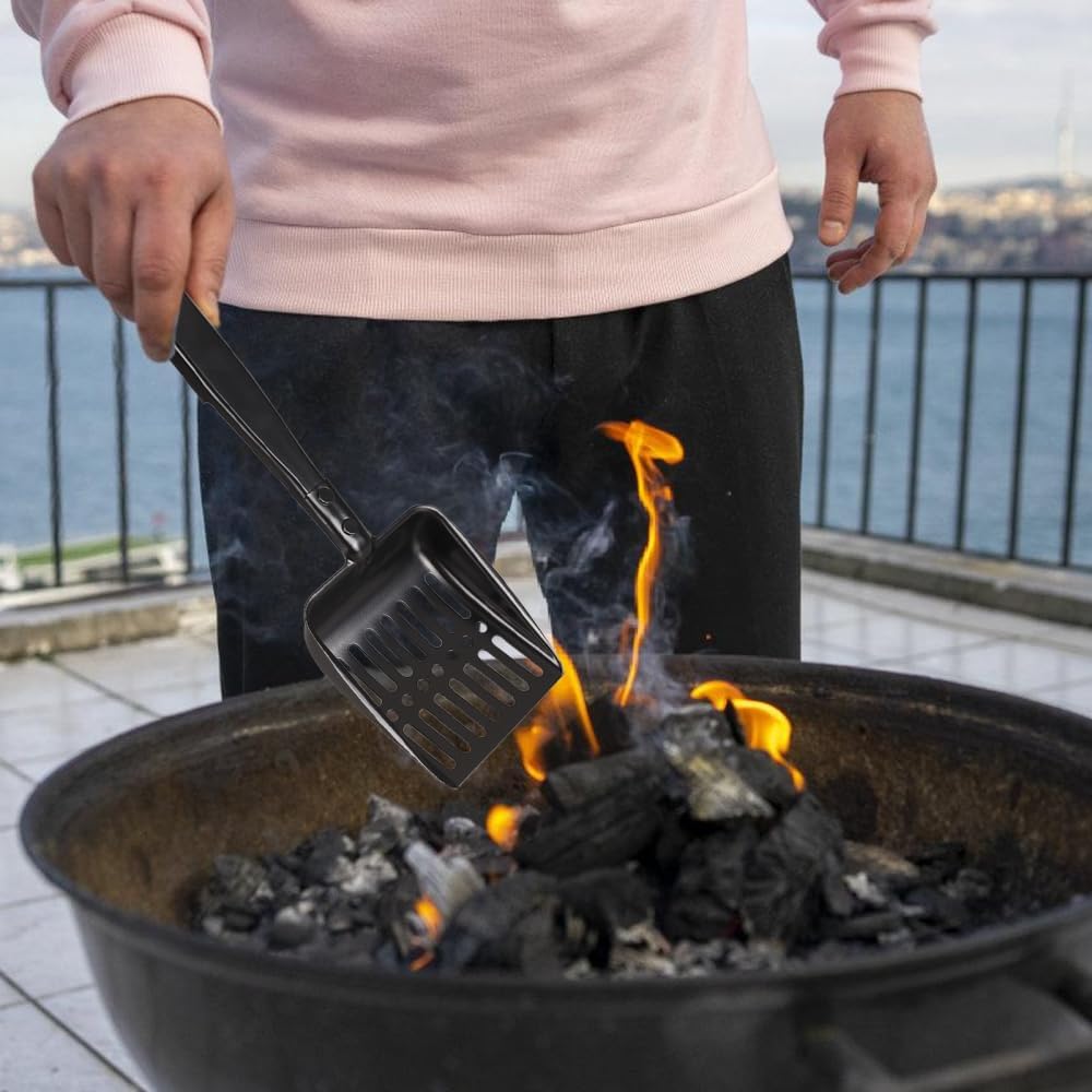 Aschesieb für den Kamin, Ausgehöhlte Kaminschaufel aus Eisen, Hitzebeständige Ascheschaufel für den