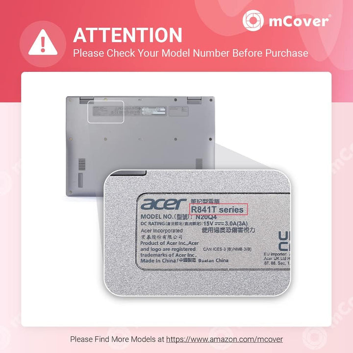mCover Transparent Hartschalenhülle, nur kompatibel mit Acer Chromebook Enterprise Spin 513 R841T /