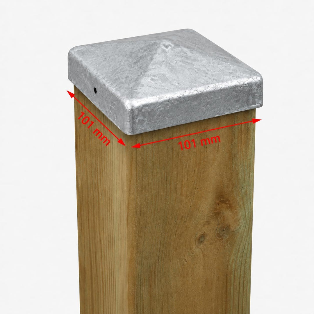 Baumarktplus 10x Pfostenkappe verzinkt Abdeckkappe für Pfosten Pyramide 101 mm 10x10cm