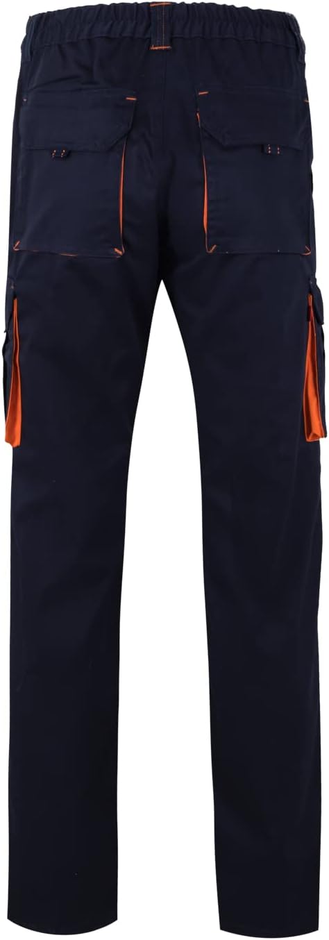 Velilla Unisex Stretch Mehreren Taschen Farbe Navy-Blau und Orange Grösse 46 Hose für professionelle