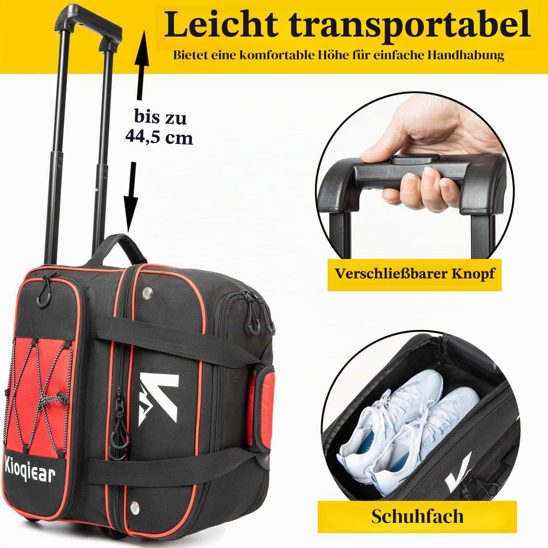 Kioqiear Bowlingtasche mit 2 Rollen und grossem separatem Schuhfach und übergrosser Zubehörtasche, 9