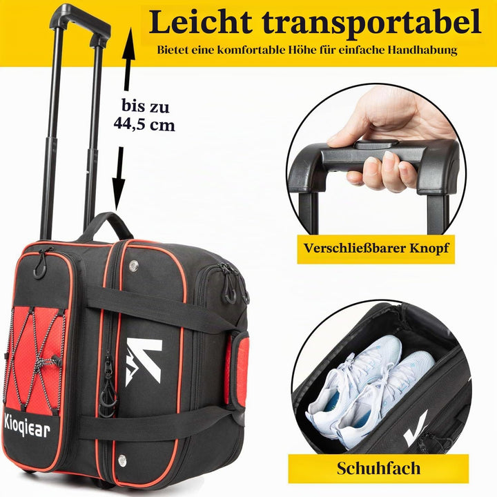 Kioqiear Bowlingtasche mit 2 Rollen und grossem separatem Schuhfach und übergrosser Zubehörtasche, 9