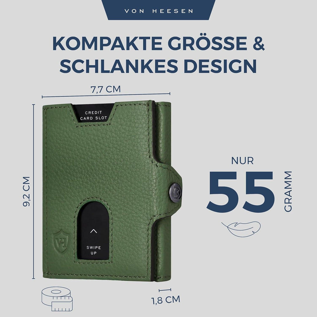 VON HEESEN Slim Wallet mit RFID Schutz - Geldbörse Herren klein - Mini Geldbeutel Damen Portmonee -