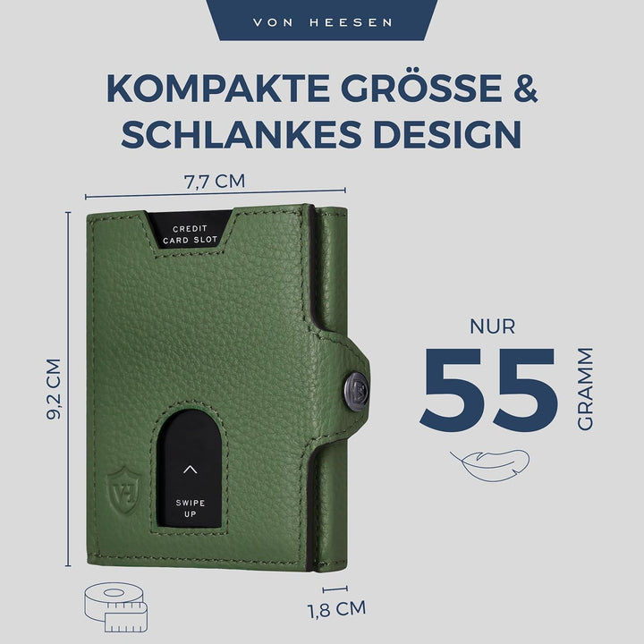 VON HEESEN Slim Wallet mit RFID Schutz - Geldbörse Herren klein - Mini Geldbeutel Damen Portmonee -