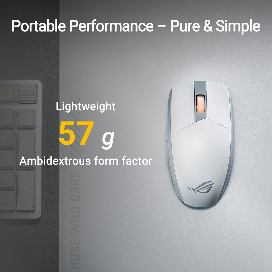 ASUS ROG Strix Impact III Wireless White Gaming-Maus (optischer Sensor ROG AimPoint, ROG SpeedNova W