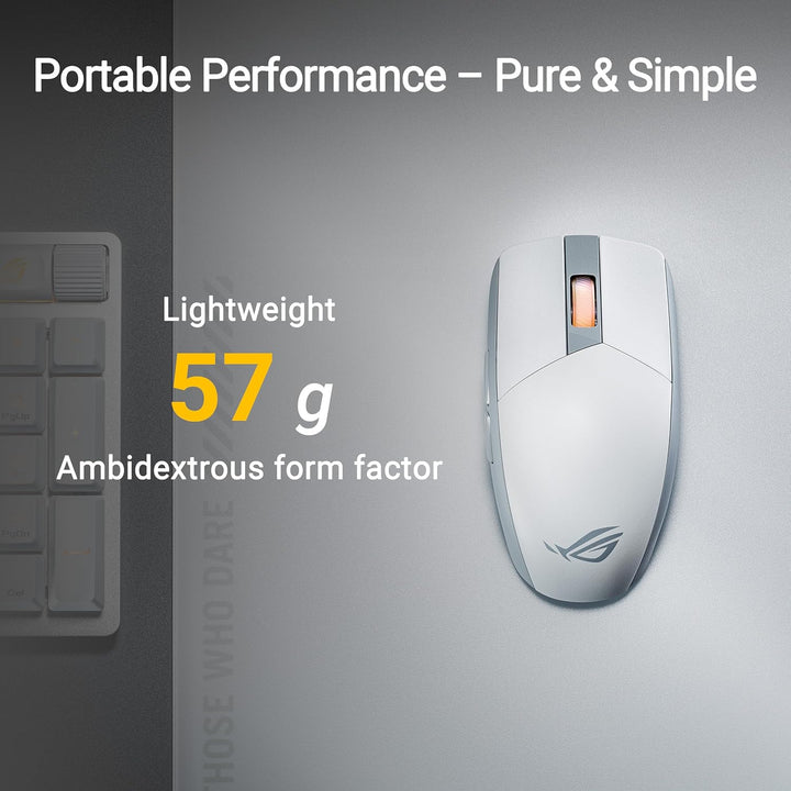 ASUS ROG Strix Impact III Wireless White Gaming-Maus (optischer Sensor ROG AimPoint, ROG SpeedNova W