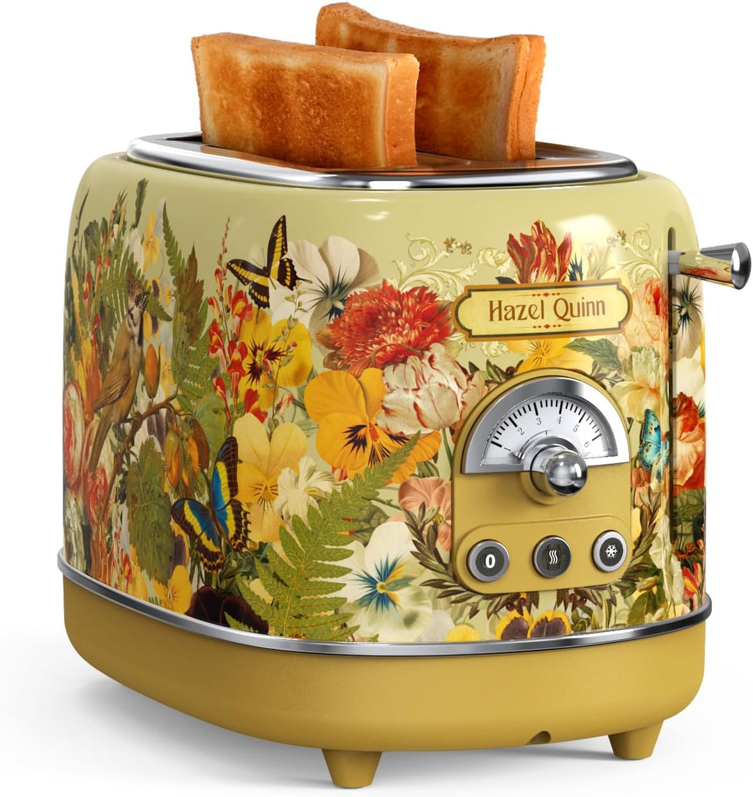 Hazel Quinn Retro 2 Scheiben Toaster, Vintage Toaster, Auftau Aufwärm Abbruchfunktion, Edelstahl, 81
