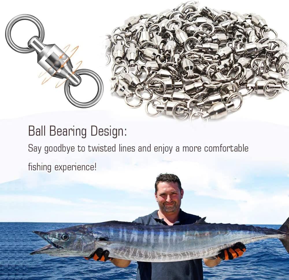 Ball Bearing Wirbel Geschweisst Ringe, Wallerwirbel Meereswirbel Salzwasserfest Spaltring Angelausrü