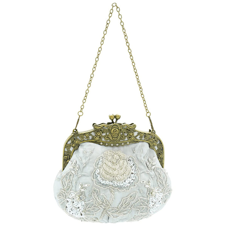 Ro Rox Margeret Retro Stickerei Abend Abschlussball Party Handtasche Silber, Silber