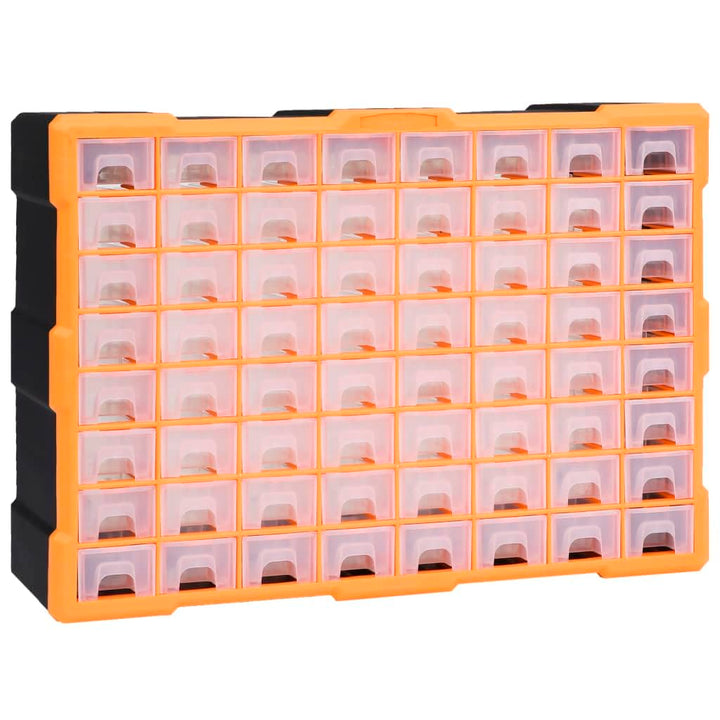 Myheimly Multi-Schubladen-Organizer mit 64 Schubladen 52x16x37,5 cm Orange und Schwarz 64 Schubladen
