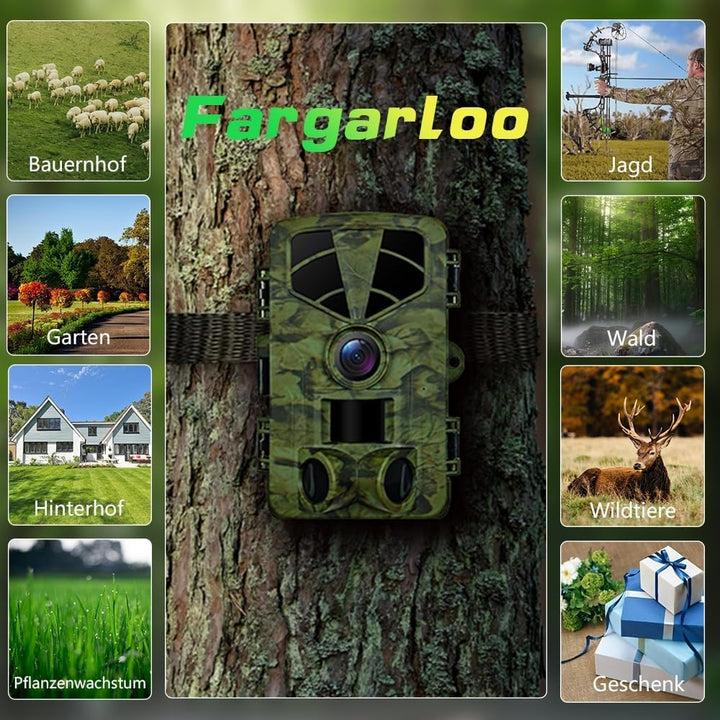 Wildkamera WLAN, 1296P 60MP Wildkamera mit Handyübertragung App, Wildtierkamera mit Nachtsicht Beweg