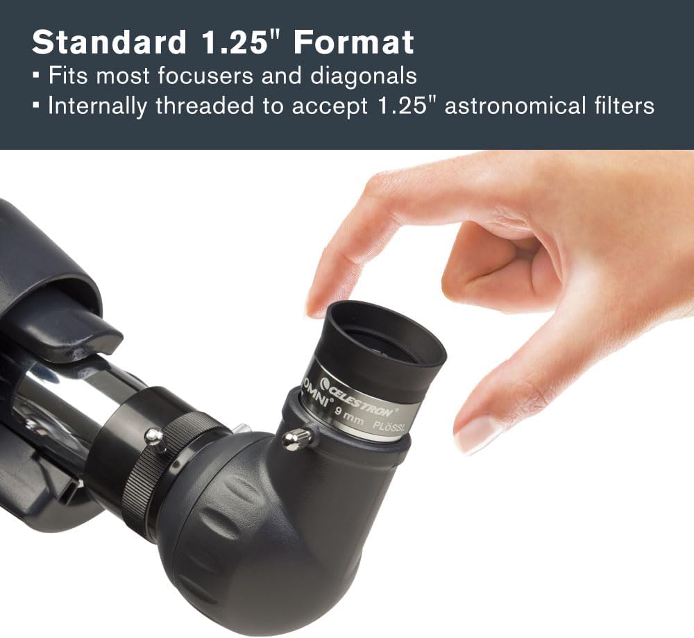 Celestron 93318 1-1/4-9 mm Omni Serie Okular, Schwarz, Silber, 9 mm