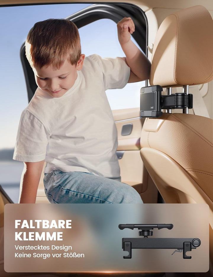 Lamicall Tablet Halterung Auto Kopfstütze - [Doppelt Faltbares Design] Tablethalterungen Auto mit Ab