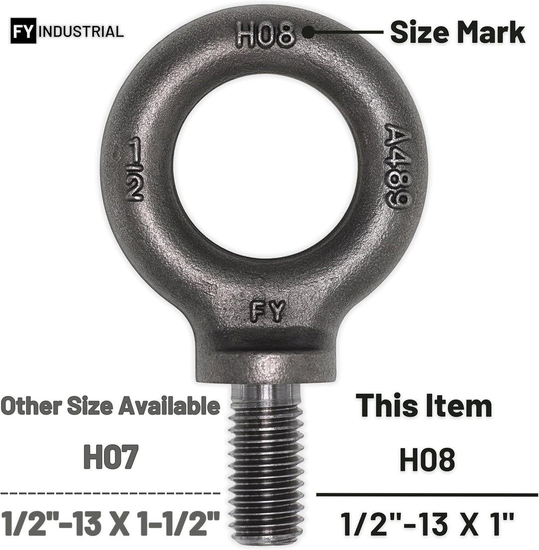 5 Stück 1/2 Zoll Augbolzen 33 x 1 1/2"-13 X 1" einfarbig 5, 1/2"-13 X 1" einfarbig 5