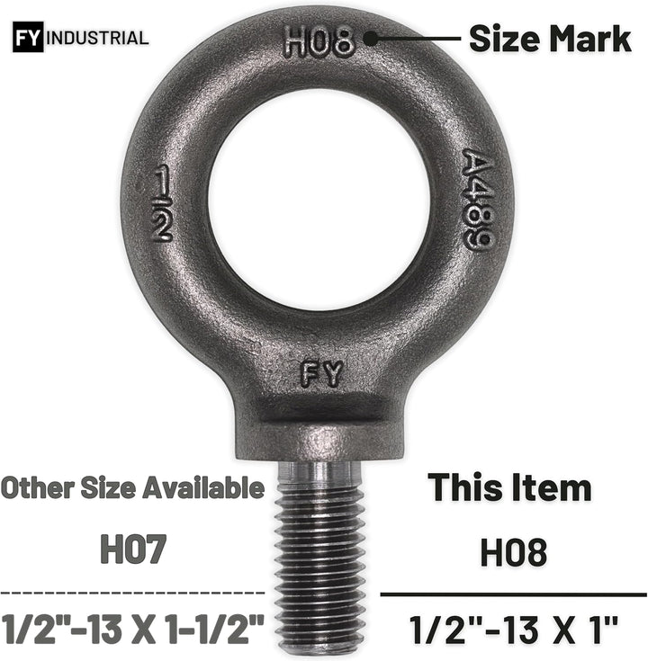 5 Stück 1/2 Zoll Augbolzen 33 x 1 1/2"-13 X 1" einfarbig 5, 1/2"-13 X 1" einfarbig 5