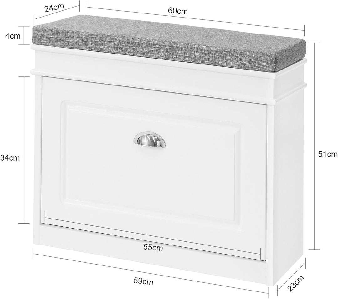 SoBuy Schuhbank mit Sitzkissen und Stauraum Schuhschrank mit Klappe, Schuhregal schmal platzsparende