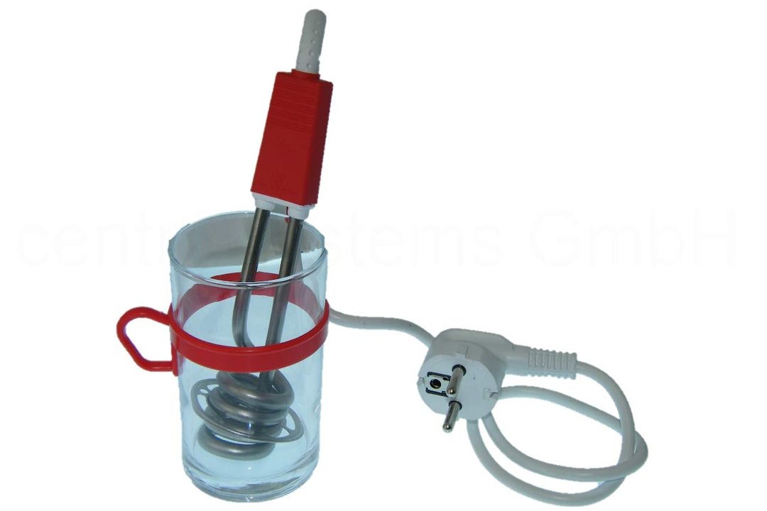 Kleiner Reisetauchsieder 350W mit Glas und Tasche aus Edelstahl - Tauchsieder