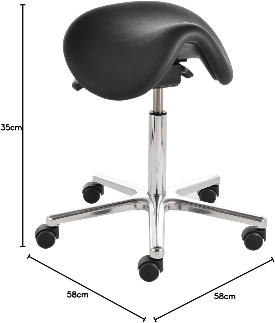 Sattelhocker docy® dent 4616, Sitzhöhe ca. 55 - 75 cm, mit Sitzneigeverstellung, Rollen/Bodengleiter