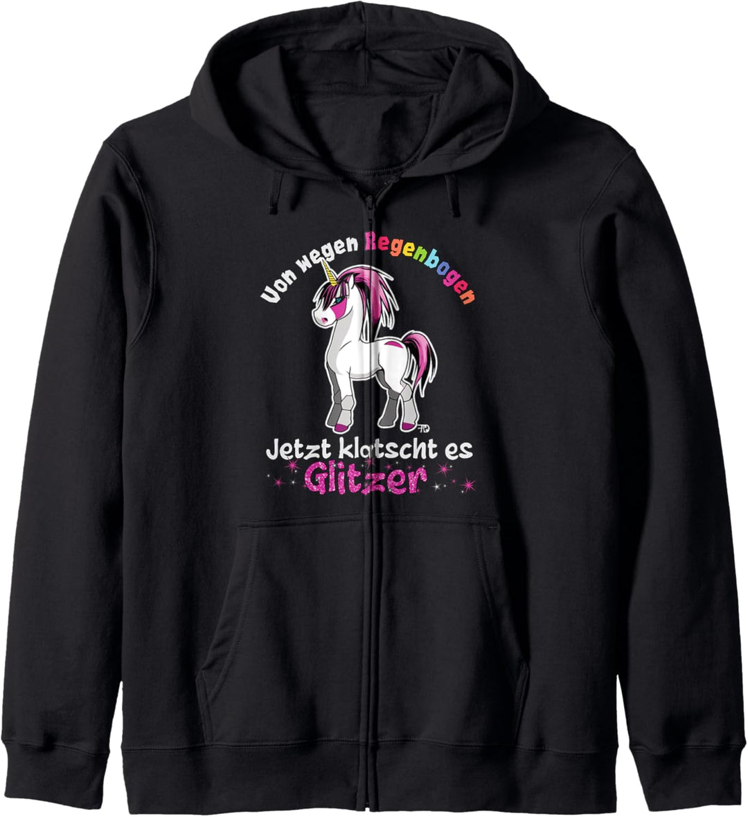 Jetzt klatscht es Glitzer, cooles Fantasy-Anime-Einhorn Kapuzenjacke