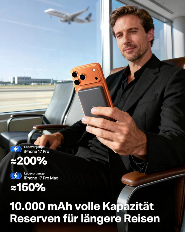 TORRAS MiniMag für MagSafe Powerbank 10000mAh, Wireless Power Bank Schnelles Laden, handlich Magneti