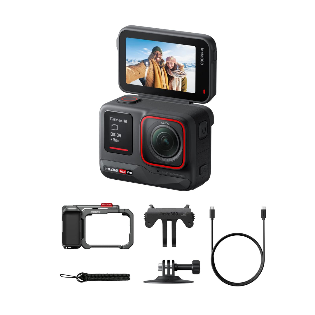 Insta360 Ace Pro Xplorer-Bundle Schiefergrau - wasserdichte Action-Kamera, zusammen mit Leica entwic