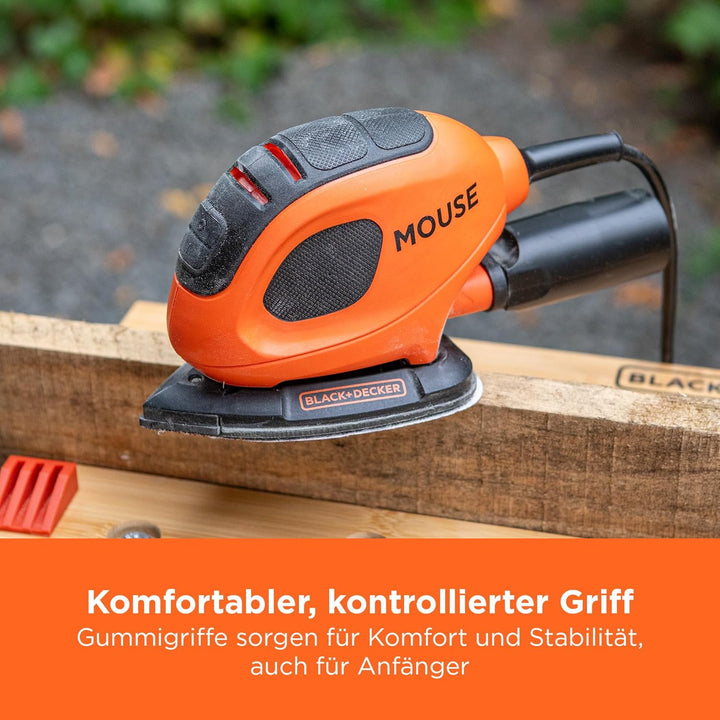 BLACK+DECKER Dreieckschleifer Mouse für staubfreies Schleifen (55 Watt Schleifmaschine, Schleifplatt