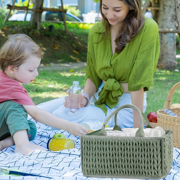 Tragbare Windel Caddy Organizer Korb mit Griffen für Baby und Tücher Grün, Grün
