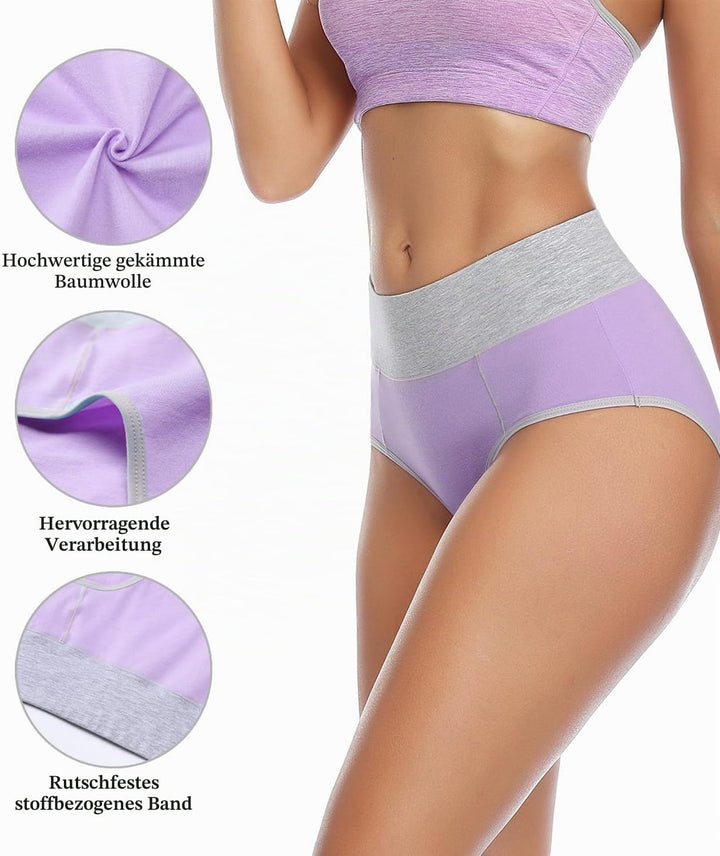wirarpa Unterhosen Damen Baumwolle Unterwäsche Frauen Taillenslip Hohe Taille Slip 5er Pack M Mehrfa