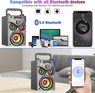 SUPNIU Leistungsstarkes Bluetooth 5.0 Kabelloses Bluetooth-Gehäuse mit 100 Pied/Lolierte LED/HD Ster