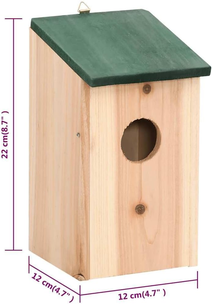 10 STK. Vogelhäuser aus Tannenholz 12x12x22 cm - Rustikale Nistkästen für den Garten mit Metallhaken