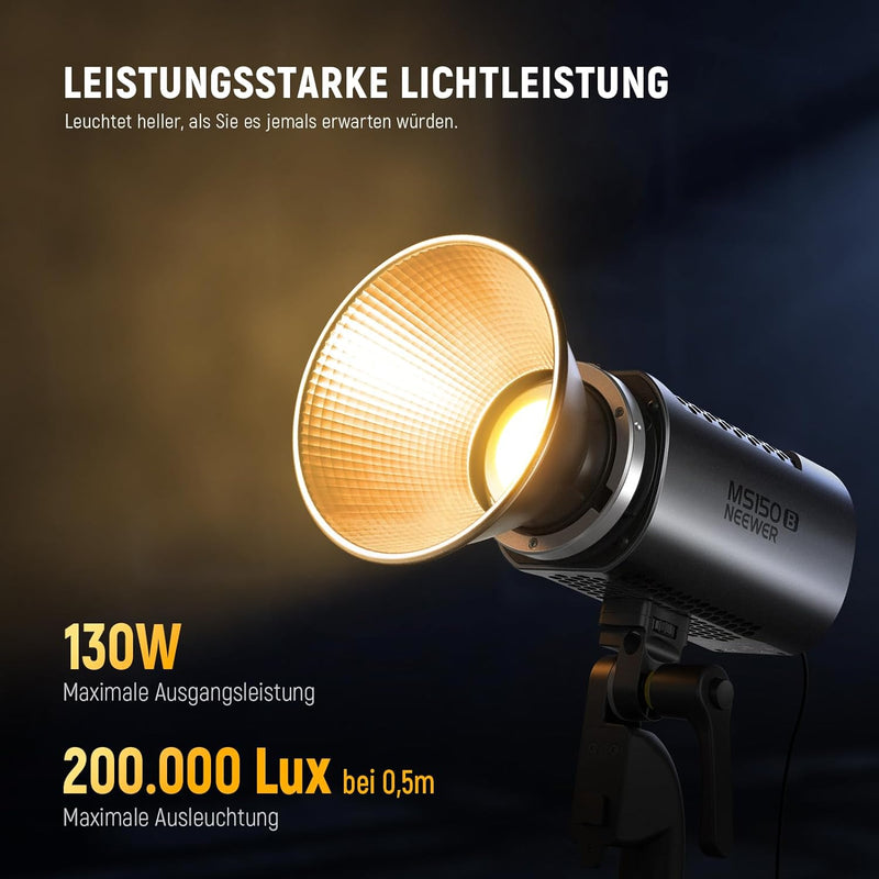 NEEWER MS150B 130W LED Videoleuchte Studiolicht mit 2,4G/APP Fernbedienung COB Bi Farbe Studio Dauer