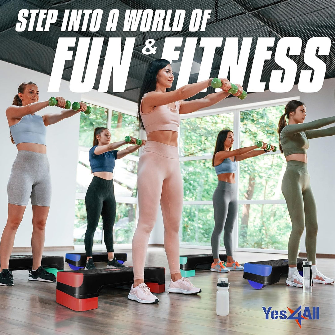 Yes4All Multifunktionaler Aerobic-Stepper, extra halbrunde Beine, 10,2 cm, verstellbare Stufen-Aerob