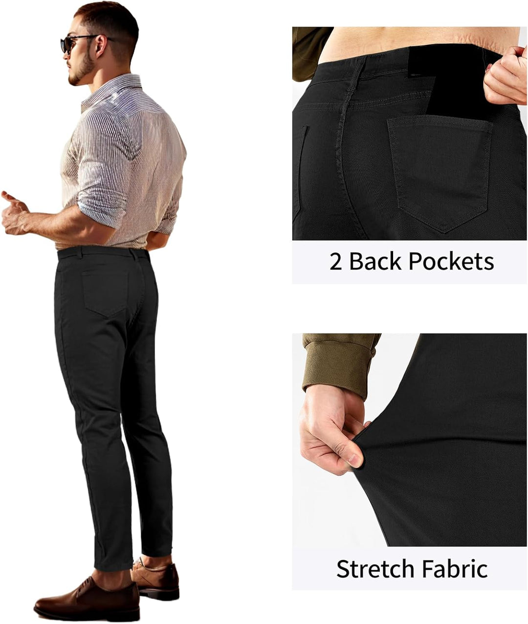 Skinny Jeans Herren Slim Fit Super Stretch Denim Hose Tapered 4 Seasons Herrenjeans, 28W / 30L Schwa