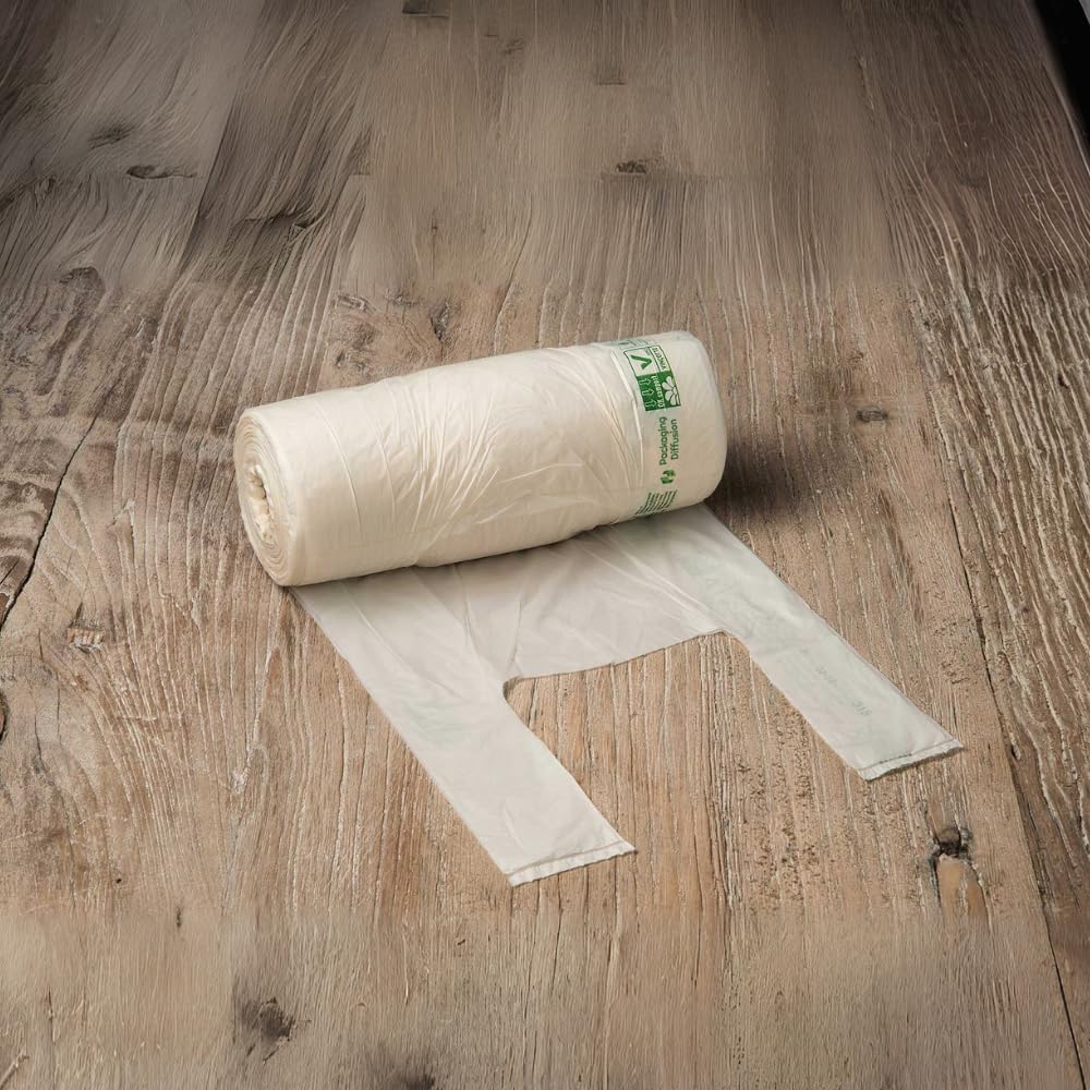 Palucart® Biologisch abbaubare Hemdchentragetaschen auf Rolle aus Mater-Bi Knotenbeutel entsprechend