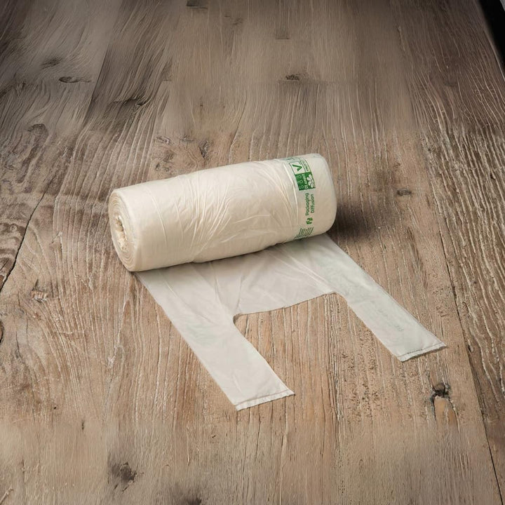 Palucart® Biologisch abbaubare Hemdchentragetaschen auf Rolle aus Mater-Bi Knotenbeutel entsprechend