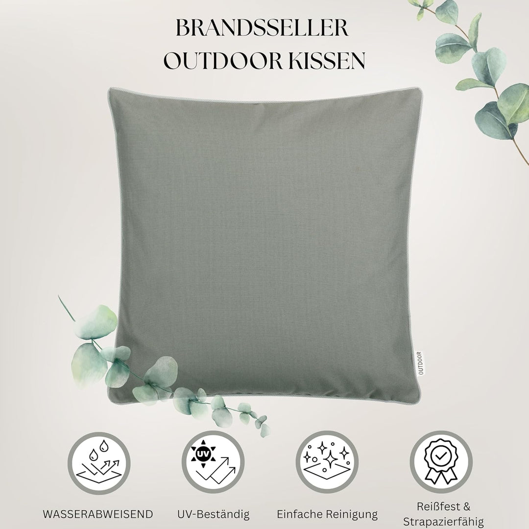 Brandsseller Outdoor Garten Kissen Dekokissen mit Paspel - Garngefärbt Uni Schmutz- und Wasserabweis